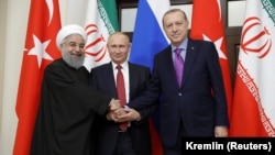 Хасан Роухани, Владимир Путин и Реджеп Эрдоган провели встречу в Сочи, 22 ноября 2017 года