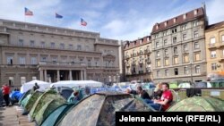 Kamp ispred Skupštine Beograda, 13. marta 2025.