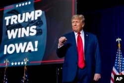 Дональд Трамп відзначає перемогу на кокусах в Айові. США, 15 січня 2024 року