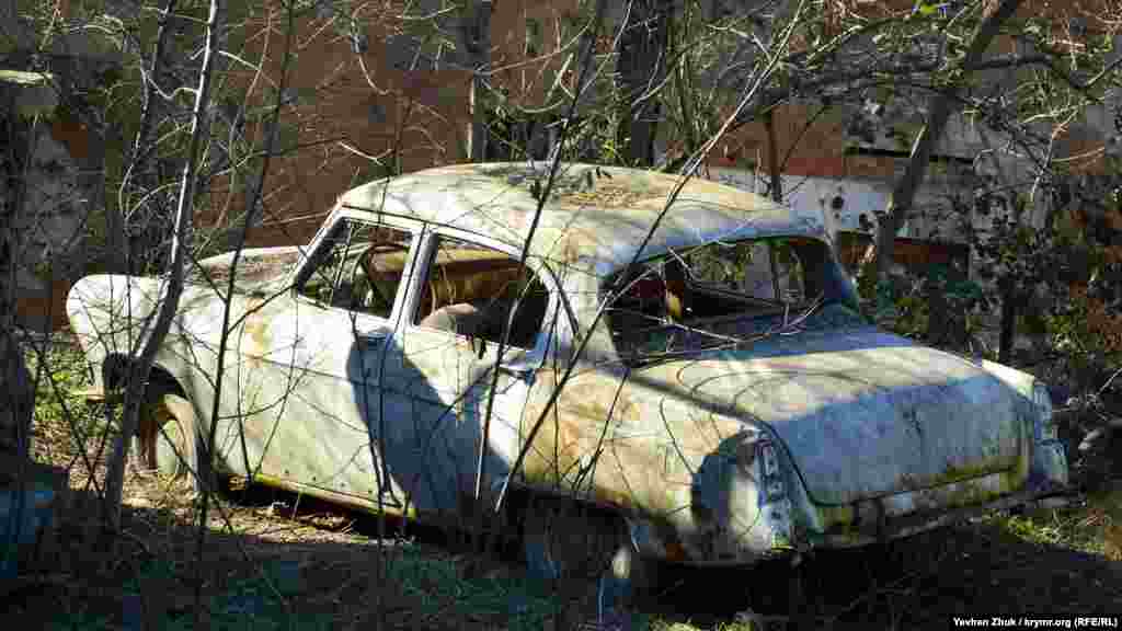 Среди деревьев врастает колесами в землю «чудо» советского автопрома – ГАЗ-21 «Волга»