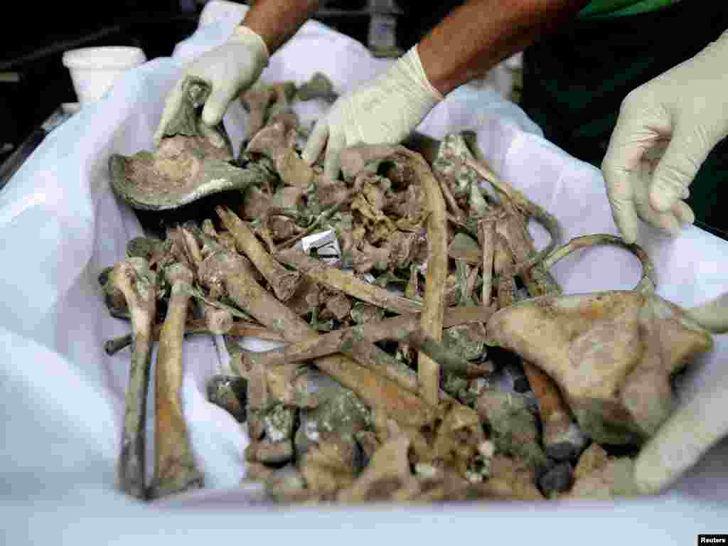 Forenzičari rade na identifikaciji žrtava masakra u Srebrenici, Visoko, 06.07.2010. Foto: Reters / Dado Ruvić