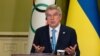 International Olympic Committee President Thomas Bach speaks during his visit to Kyiv in July.