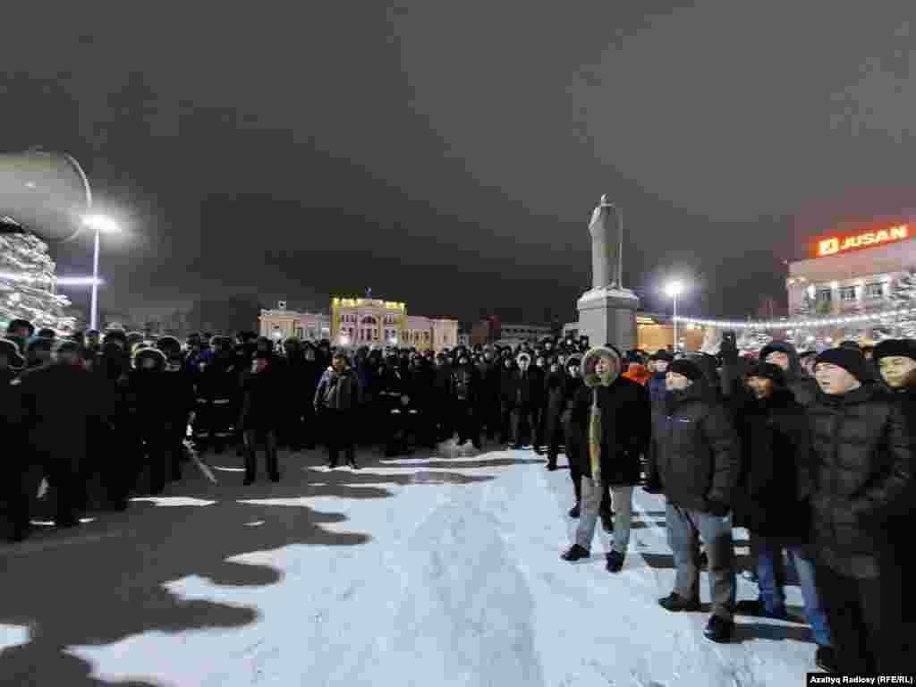 A protest rally in the city of Oral in western Kazakhstan on January 5. 
