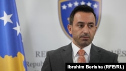 Predsjednik Skupštine Kosova Dimal Baš tokom konferencije za novinare 1. septembra 2025.