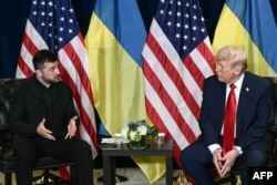Разговор президентов Украины и США на полях заседания Генассамблеи ООН. Нью-Йорк, США, 23 сентября 2025 года