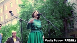 Любовь Якубовская на митинге против реновации, Москва, 28 мая 2017 г.