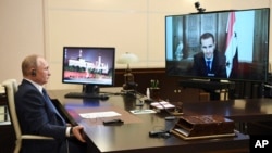 Ruski predsednik Vladmir Putin u razgovoru video linkom s predsednikom Sirije Bašarom al-Asadom, 9. novembar 2024.