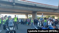 Studentskim pozivima na protest, kao i prethodnih meseci, odazvao se i veliki broj motociklista, Beograd, 1. jun 2025.