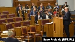 Meni se čini da neke partije stvarno žele izbore - poručio je crnogorski premijer Zdravko Krivokapić (na fotografiji: Krivokapić na sjednici Skupštine Crne Gore, 24. jun 2021.)