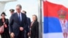 Presidenti serb, Aleksandar Vuçiq, pas arritjes në aeroportin Vnukovo të Moskës më 7 maj 2025.