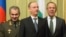 Глава Минобороны России Сергей Шойгу, Секретарь Совбеза Николай Патрушев, глава МИД Сергей Лавров (слева направо)