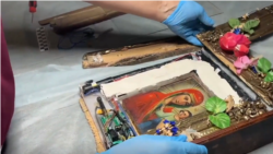 Икона, изъятая у задержанной жительницы Волгоградской области за попытку подрыва в здании ФСБ в аннексированном Крыму. Скриншот видео ФСБ РФ