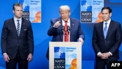 Дональд Трамп під час виступу на саміті НАТО у Гаазі, 25 червня, 2025 року.