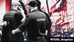 Проросійські активісти і російська поліція в Криму. 1 грудня 2021 року (колаж)