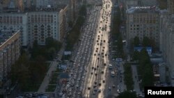 Пробка на Кутузовском проспекте в Москве