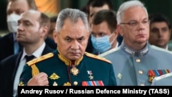 Министр обороны РФ Сергей Шойгу на освящении храма в парке "Патриот" 14 июля 2020