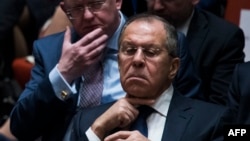 Министр иностранных дел России Сергей Лавров и постоянный представитель РФ при ООН Василий Небензя