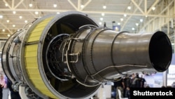Реактивний авіаційний двигун, який виробляє підприємство «Мотор Січ». Kиїв, 12 жовтня 2017 року