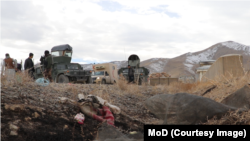 The aftermath of an attack on an Afghan Army base in the southeastern city of Ghazni this week.