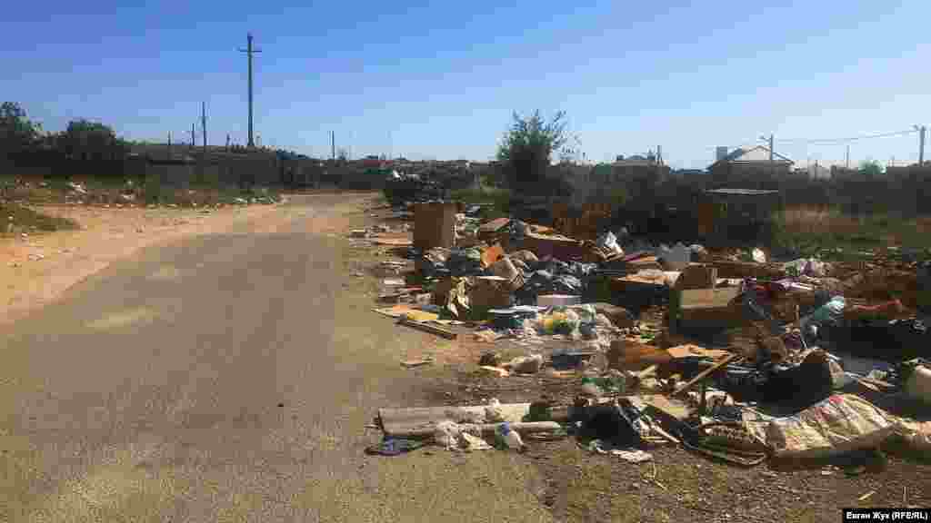 Мусорные «украшения» на обочине дороги на улице Тараса Шевченко