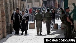 Силы безопасности Израиля на улицах мусульманского квартала в Старом городе Иерусалима