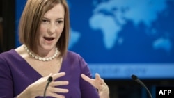 На снимке: Дженнифер Псаки - пресс-секретарь госдепа