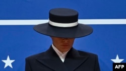 Melania Trump, la depunerea jurământului lui Donald Trump la Casa Albă.