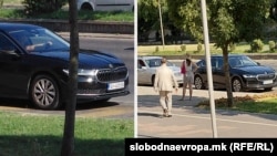 Ministar bez portfelja Šaban Saliu stiže u Krivični sud - Skoplje u istoj škodi i na fotografiji od 21. maja 2025.