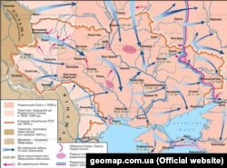 Радянські війська залишили Україну впродовж кількох місяців 1941 року. Мапа: Україна в Другій світовій війні (1939–1942 роки)