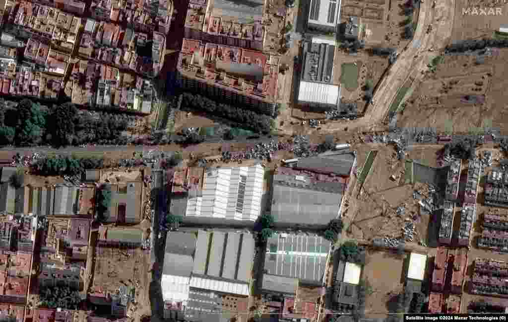 Альфафар у Валенсії перед повінню. 18 жовтня 2024 року. Та після – на знімку від 31 жовтня 2024 року