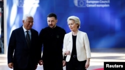 Антониу Кошта, Владимир Зеленский и Урсула фон дер Ляйен на саммите 6 марта