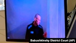 Алексей Навальный на слушаниях в суде по видеосвязи 29 апреля