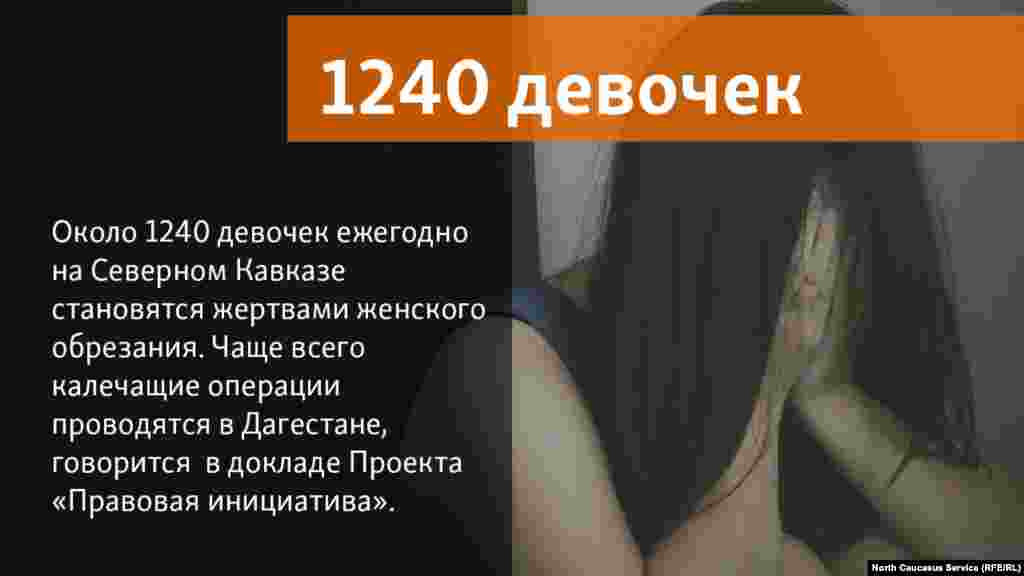 04.06.2018 // Около 1240 девочек ежегодно на Северном Кавказе становятся жертвами женского обрезания. Чаще всего калечащие операции проводятся в Дагестане, говорится  в докладе Проекта «Правовая инициатива».