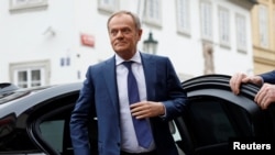 Прем’єр-міністр Польщі Дональд Туск прибув на саміт країн Вишеградської групи у Празі, Чеська Республіка, 27 лютого 2024 року