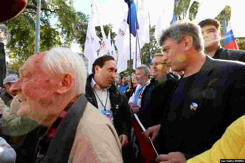 Перед началом движения - Борис Немцов, Михаил Касьянов, Юрий Рыжов и Петр Царьков