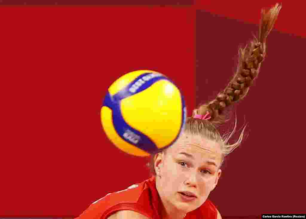 Росіянка Аріна Федоровцева під час волейбольного матчу Олімпійський комітет Росії – Аргентина в жіночій групі B. Токіо, Японія, 27 липень 2021 року