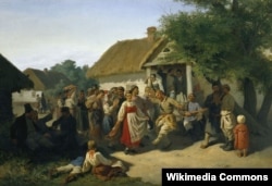 На картині Костянтина Трутовського «Хоровод у Курській губернії» зображено російське свято на російсько-українській етнічній межі