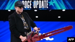 Илон Маск с бензопилой, 20 февраля 2025 года