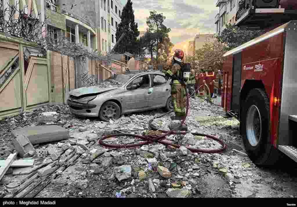 Debris filled several streets in Tehran.