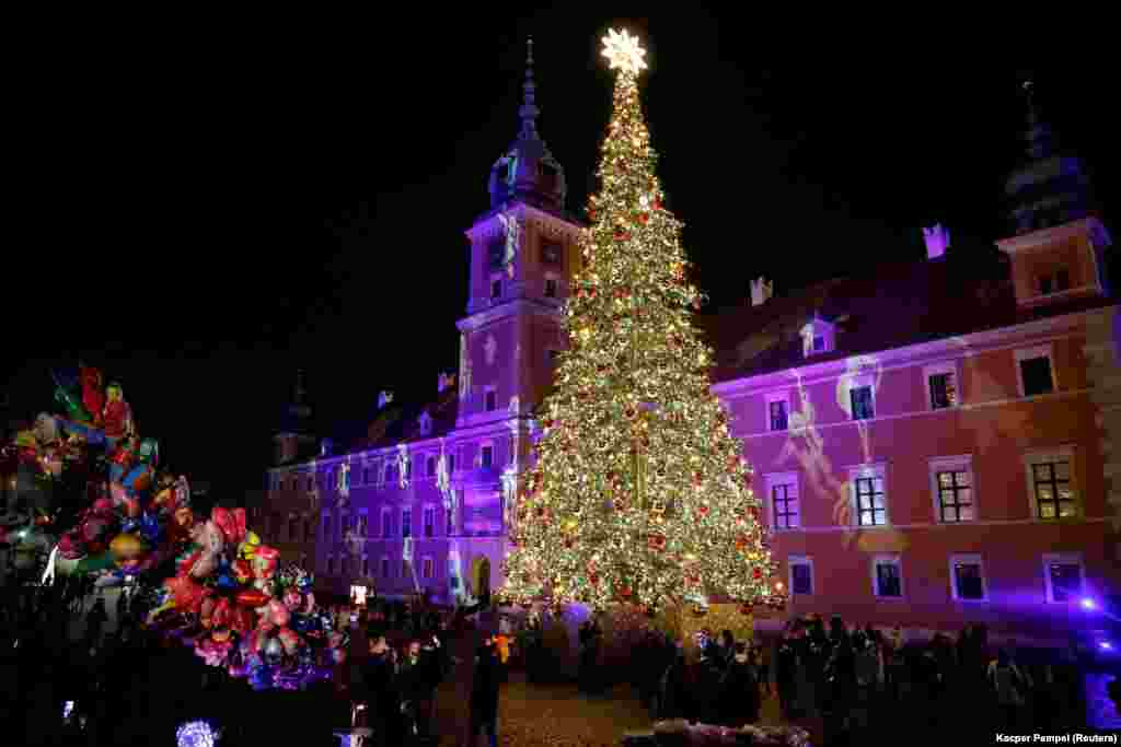 Варшава, Польща. Сяюча лісова красуня розташувалася перед Королівським замком у Старому місті