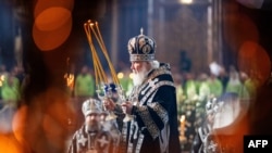 Патріарх РПЦ Кирило під час богослужіння, Москва, 19 квітня 2025 року