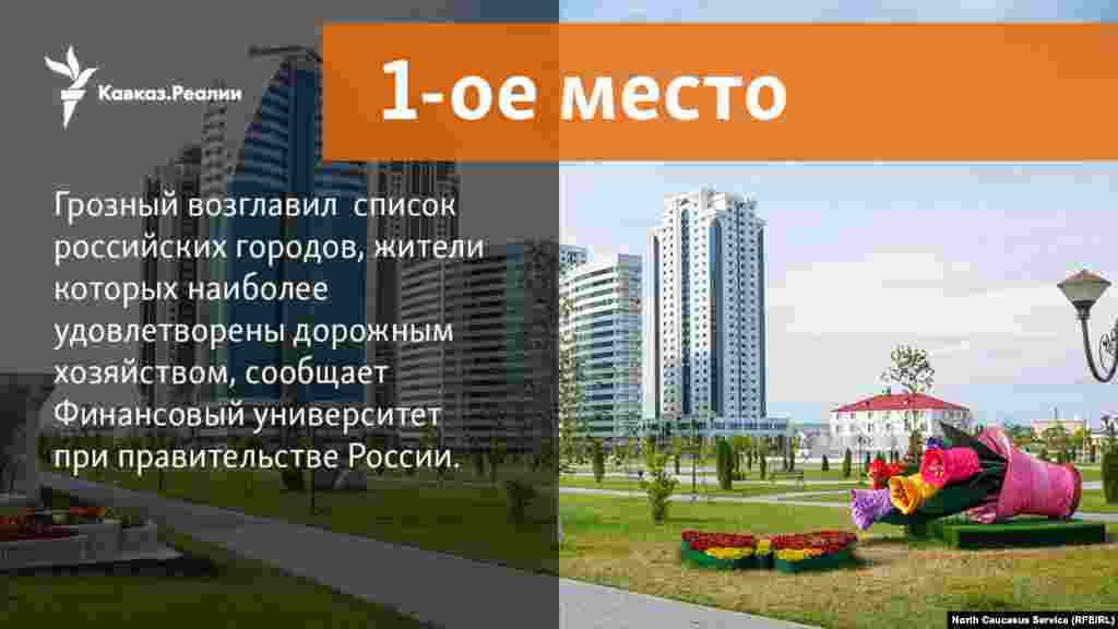 25.10.2017 // Грозный возглавил список российских городов, жители которых наиболее удовлетворены дорожным хозяйством. Подавляющее большинство жителей столицы Чечни довольны и дорогами, и транспортом, местными инспекторами. Исследование провели сотрудники Финансового университета при правительстве России