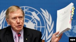 Майкл Кирби, глава комиссии ООН по расследованию нарушений прав человека в Северной Корее. 17 ферваля 2014 г.