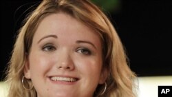 A "stunned" Tea Obreht speaks during the award ceremony at Royal Festival Hall in London on June 8.