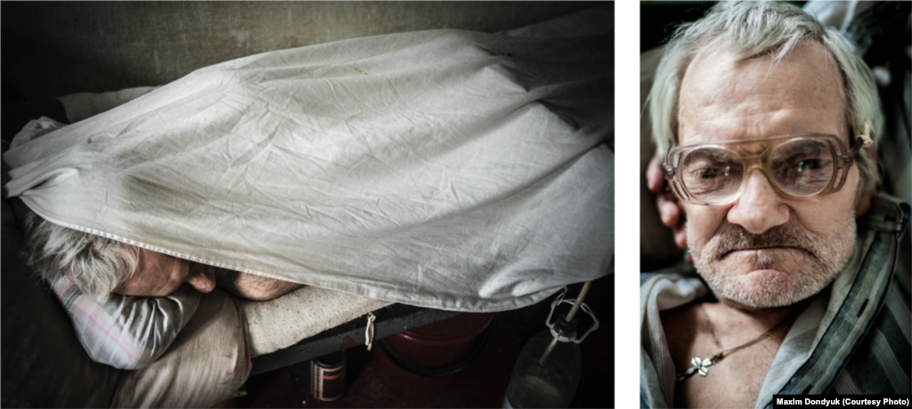 Микола, 66 років. Діагноз: туберкульоз. Новозбурівський протитуберкульозний диспансер, серпень 2011 року. Працював комбайнером у Казахстані. Родичів і дітей не має. Жив у старечому домі, поки під час обстеження не виявили туберкульоз. Перевели до диспансеру. З палати зникли всі речі й документи. Не може отримати пенсію. Лікується вдруге. Вважає, що старечий дім як концтабір, боїться повертатися назад.